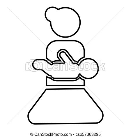 450x470 Mother Holding Baby On Hand Icon Black Color Illustration Flat