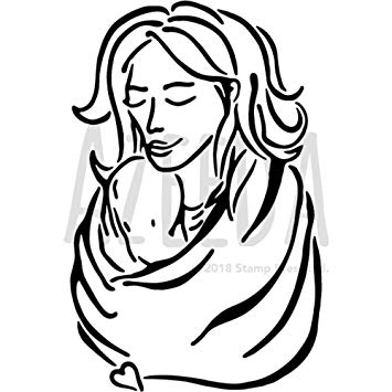 355x355 'woman Holding Baby' Wall Stencil Template