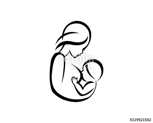 500x400 Breast Feeding Vector Sign Mother Holding Newborn Baby In Arms
