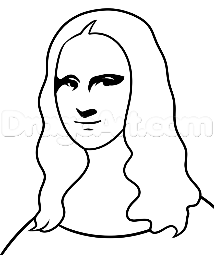838x995 how to draw the mona lisa for kids, step