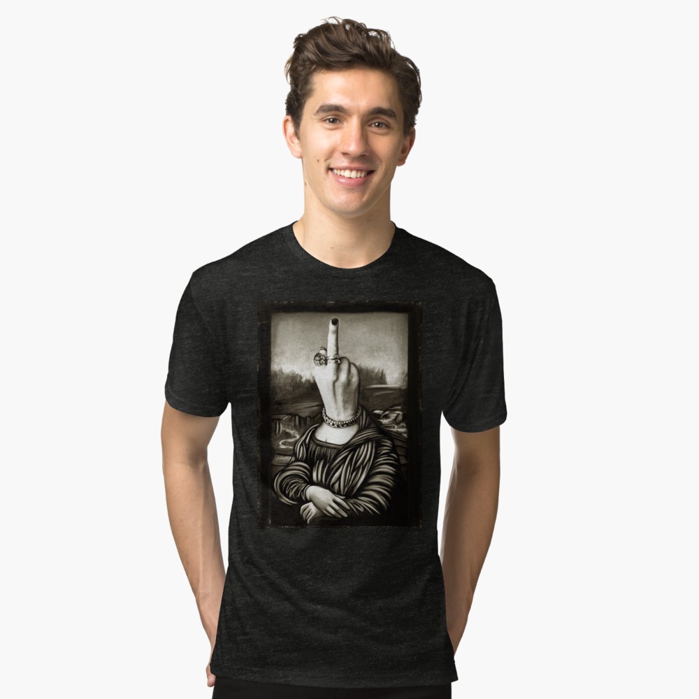 1000x1000 Monalisa Middle Finger T Shirt