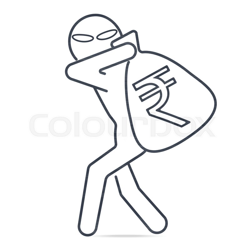 800x800 Thief Stealing Money And Rupee Inr Stock Vector Colourbox