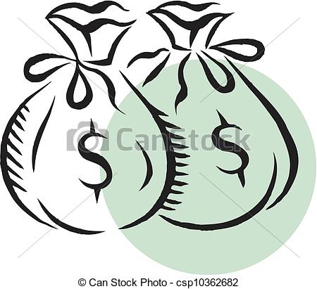 450x411 Two Money Bags With Dollar Signs On Them