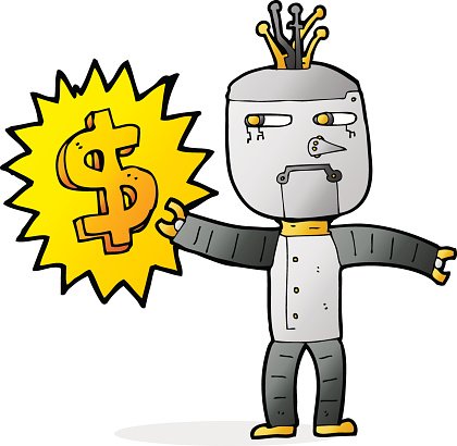 420x410 Cartoon Robot With Money Symbol Premium Clipart