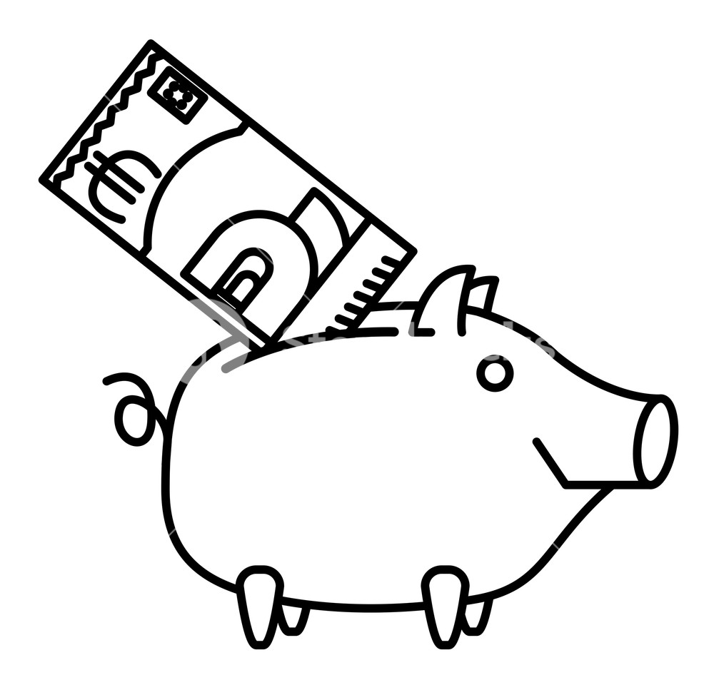 1000x974 Happy Piggy Bank Or Money Box Symbol Thin Line Linear Vector