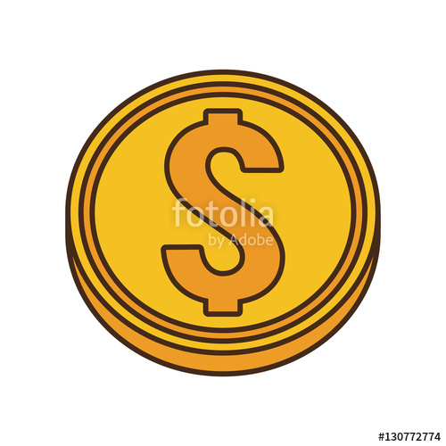 500x500 Drawing Gold Coin Money Dollar Vector Illustration Stock