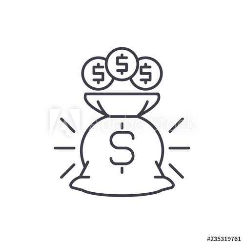 500x500 bag with money line icon concept bag with money vector linear