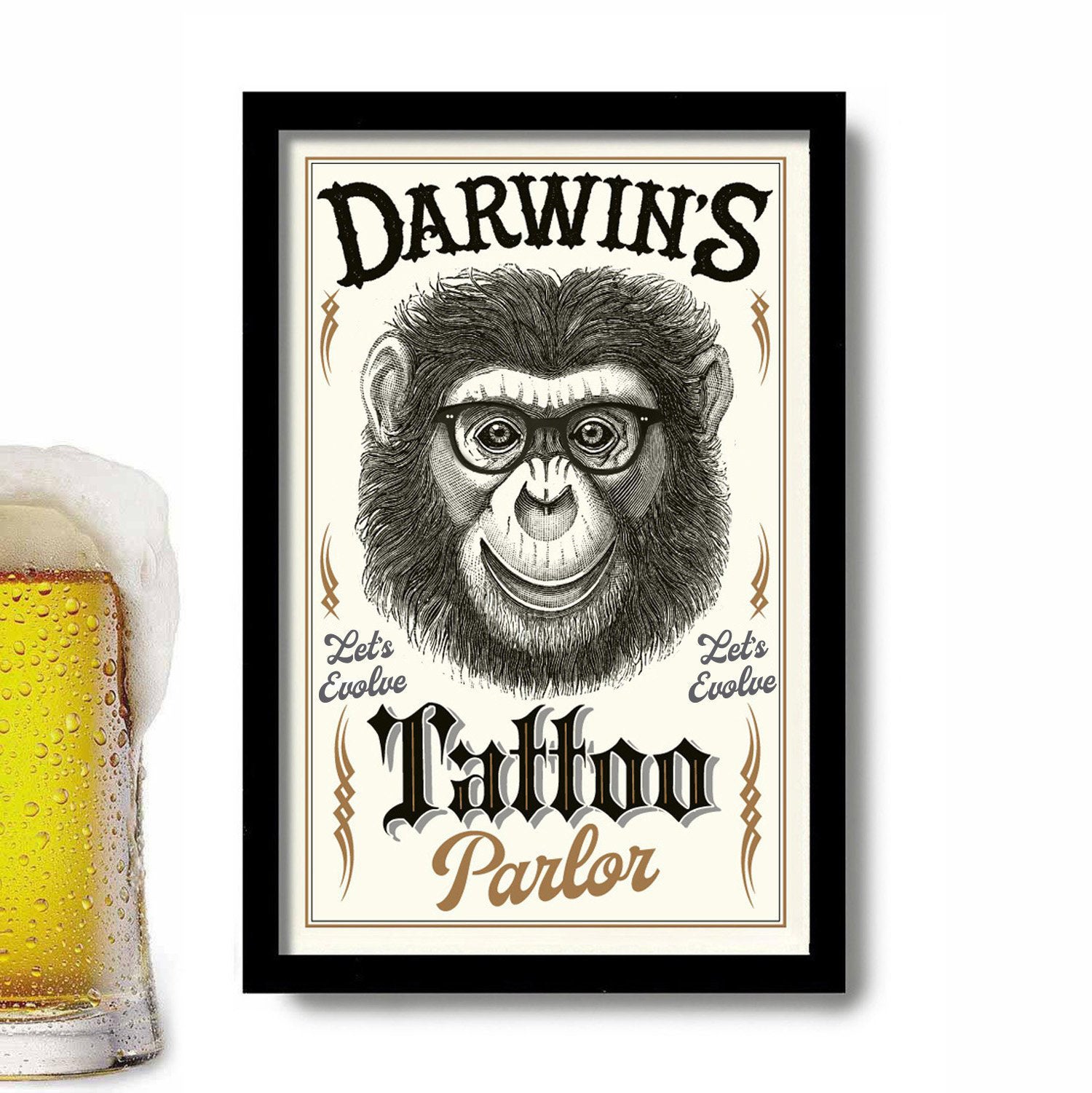 1500x1501 Tattoo Print Charles Darwin Tattoo Design Money Art Sideshow Etsy