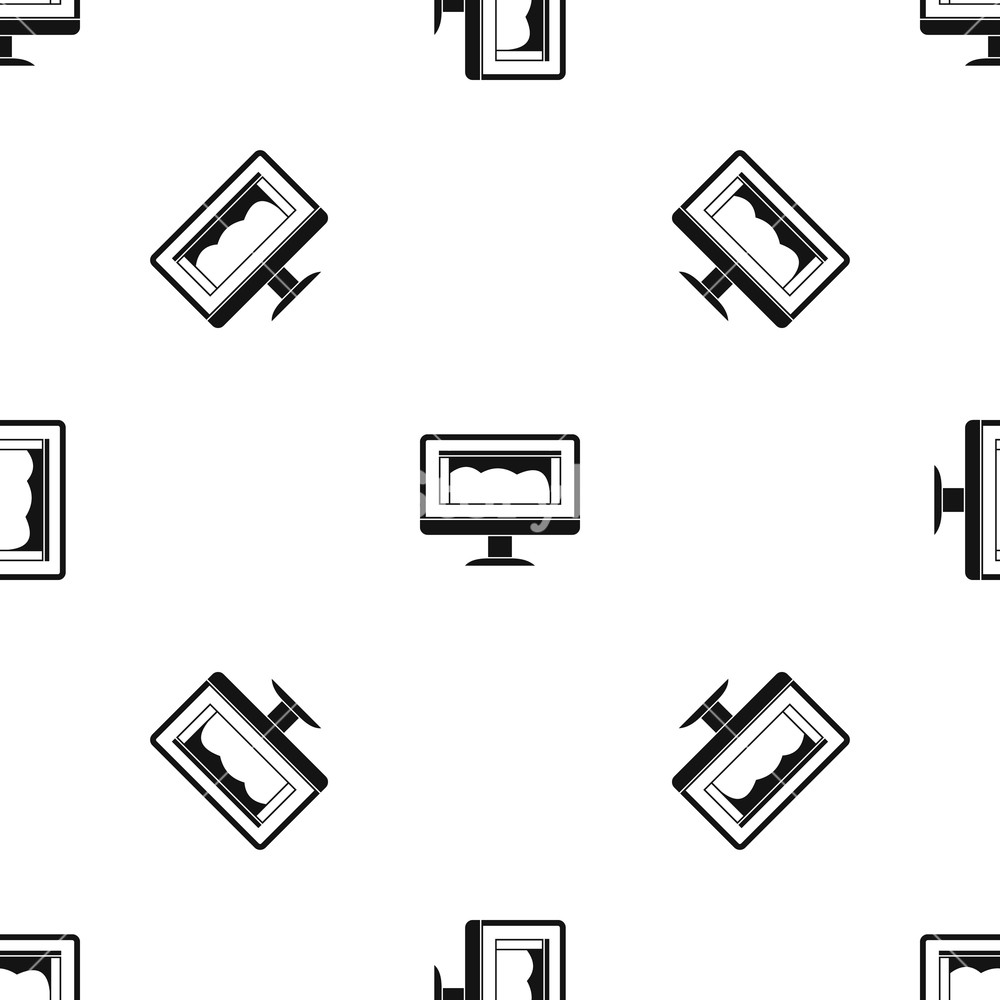1000x1000 Drawing Monitor Pattern Repeat Seamless In Black Color For Any