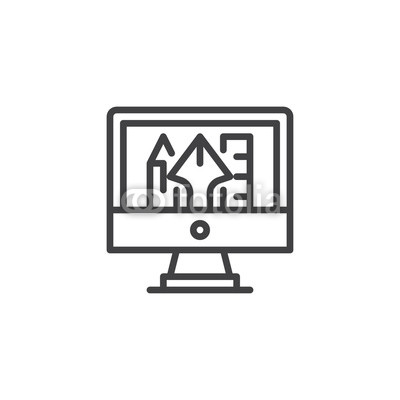 400x400 Tools For Drawing On Computer Monitor Screen Outline Icon Linear