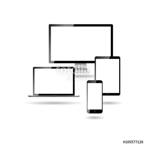 500x500 Vector Drawing Of A Modern Laptop, Phone, Tablet, Monitor