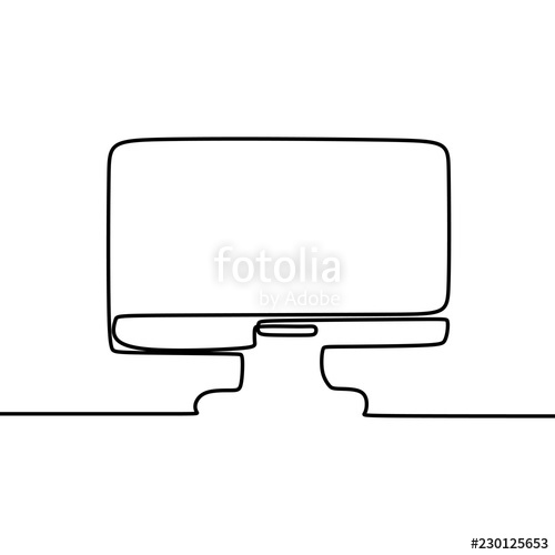 500x500 Monitor Hand Drawn Continuous Single Line Art Drawing Vector