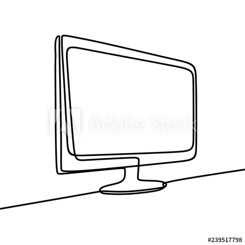 500x500 Vector Monitor Hand Drawn Continuous Single Line Drawing