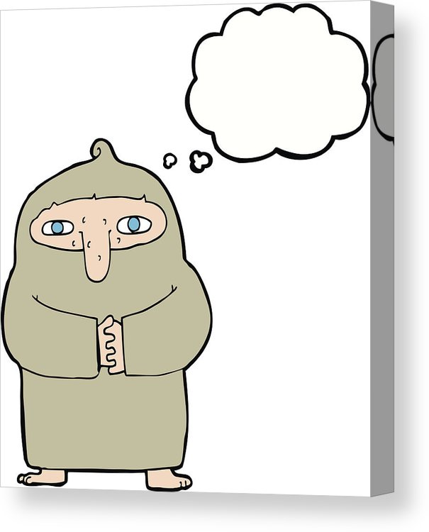 605x750 cartoon monk in robe with thought bubble canvas print canvas art