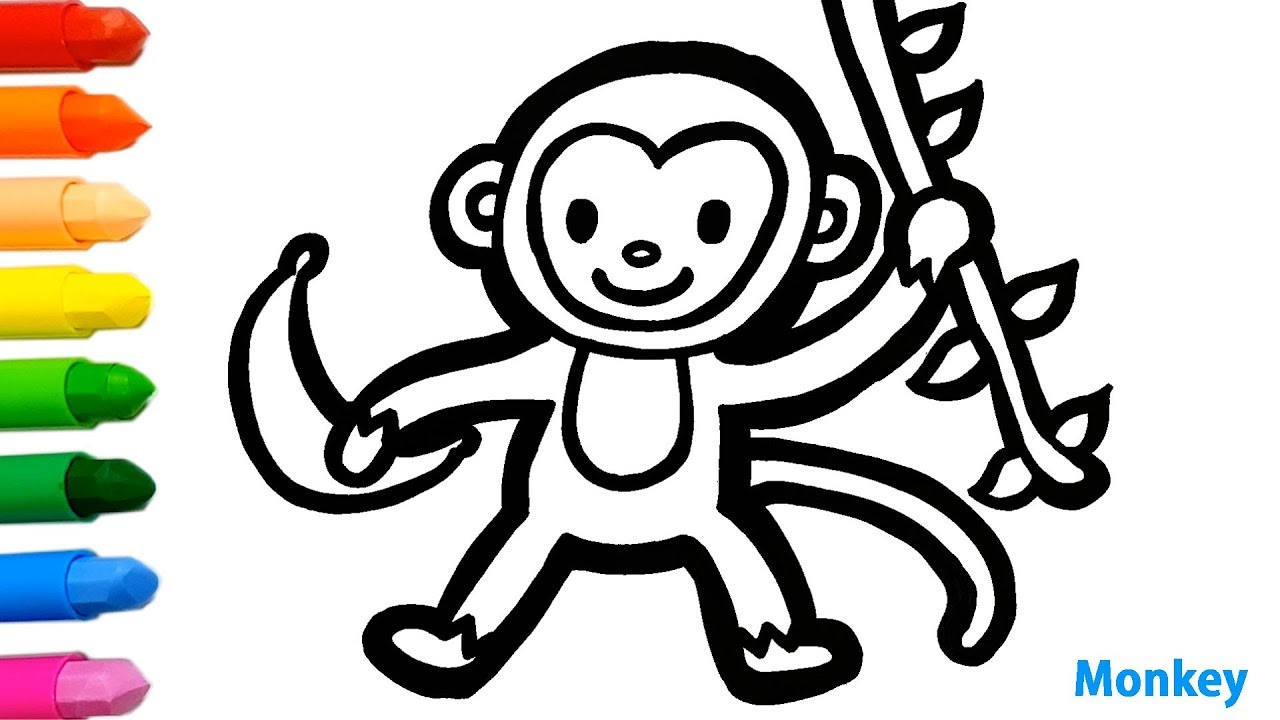 1280x720 Cute Monkey Coloring And Drawing Learn Colors For Kids Jolly Toy