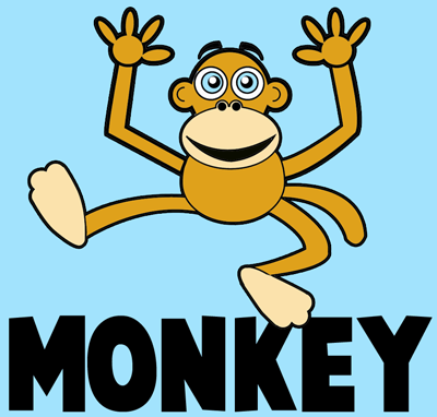 400x382 How To Draw Cartoon Monkeys With Easy Step