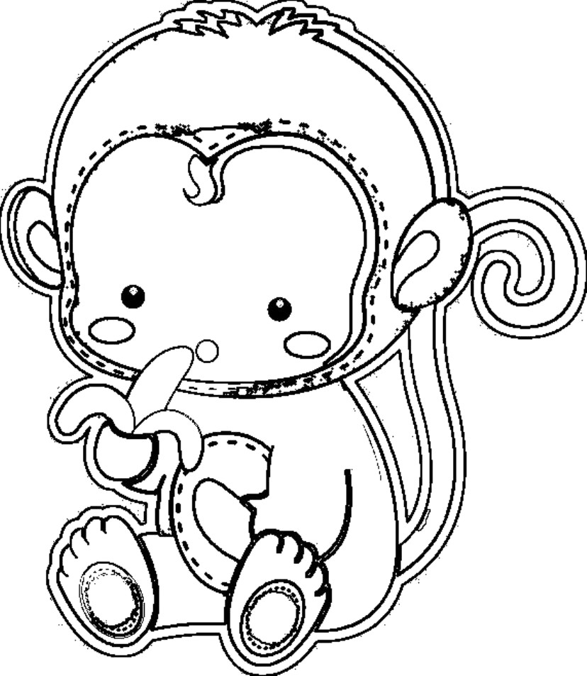 828x953 Cute Monkey Coloring Pages For Kids Printable Animal Of Monkeys