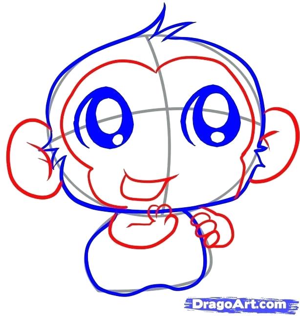 614x648 Cute Monkey Drawing How To Draw An Easy Monkey Step Cute Monkey