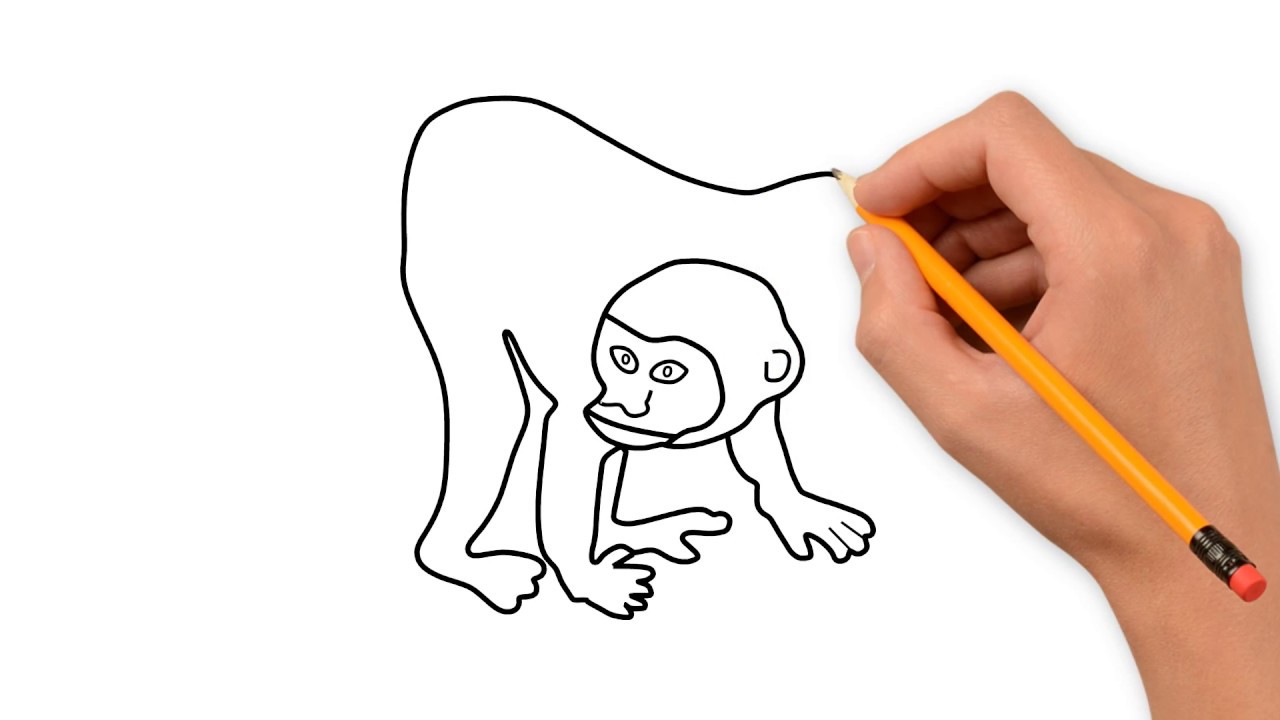 1280x720 Kids Drawing How To Draw A Monkey Very Easy For Kids Step To Step