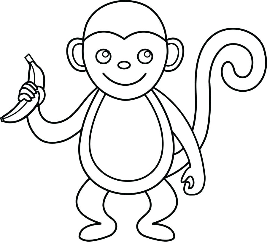 900x820 Simple Monkey Face Drawing At Free For Personal With White Outline