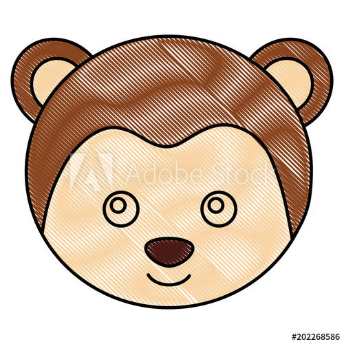 500x500 Cute Monkey Face Toy Adorable Vector Illustration Drawing