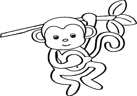 476x333 Coloring Pages Monkey Coloring Pages Little Cute Monkey Is Hanging
