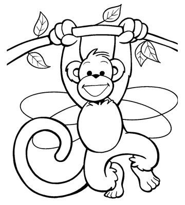 360x400 Great Outline Monkey Hanging On Tree Tattoo Design