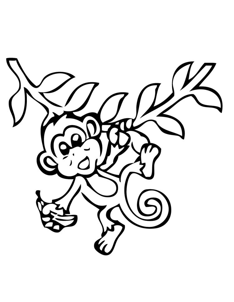 750x971 Little Monkey Coloring Pages Hanging On Tree