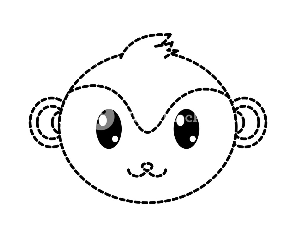 1000x800 Dotted Shape Monkey Head Cute Animal Character Vector Illustration