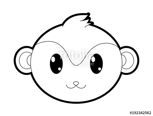 500x380 Outline Monkey Head Cute Animal Character Stock Image And Royalty