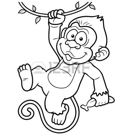 Monkey Outline Drawing | Free download on ClipArtMag