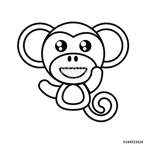 500x500 Monkey Animal Toy Outline Vector Illustration Stock Image