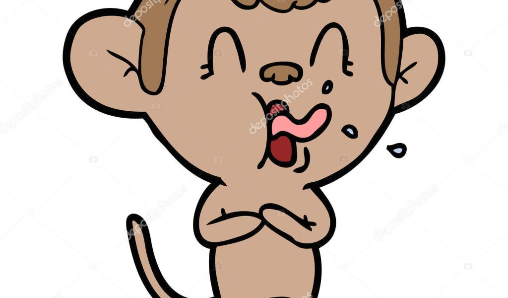 1024x600 Drawing A Cartoon Monkey Vector Illustration Crazy Cartoon Monkey