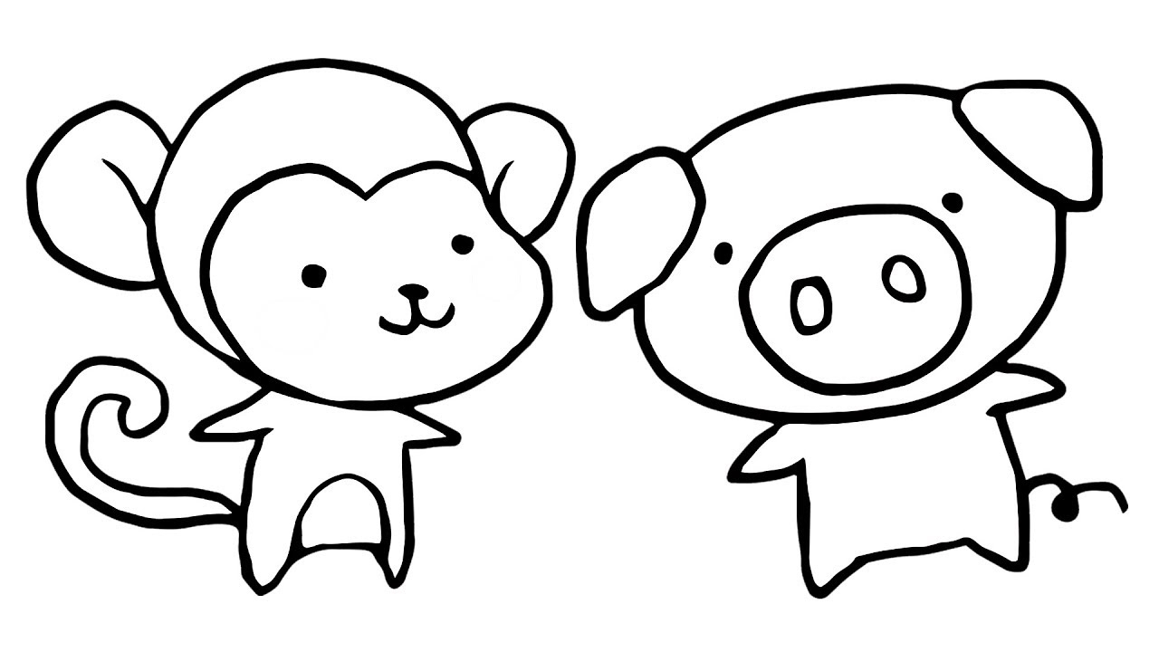 1280x720 Monkey Drawing Pig For Free Download