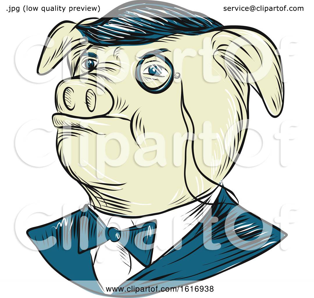 1080x1024 Mister Pig Monocle Drawing