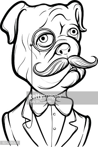 339x506 Whiteboard Drawing Dog Portrait With Mustaches And Monocle Premium