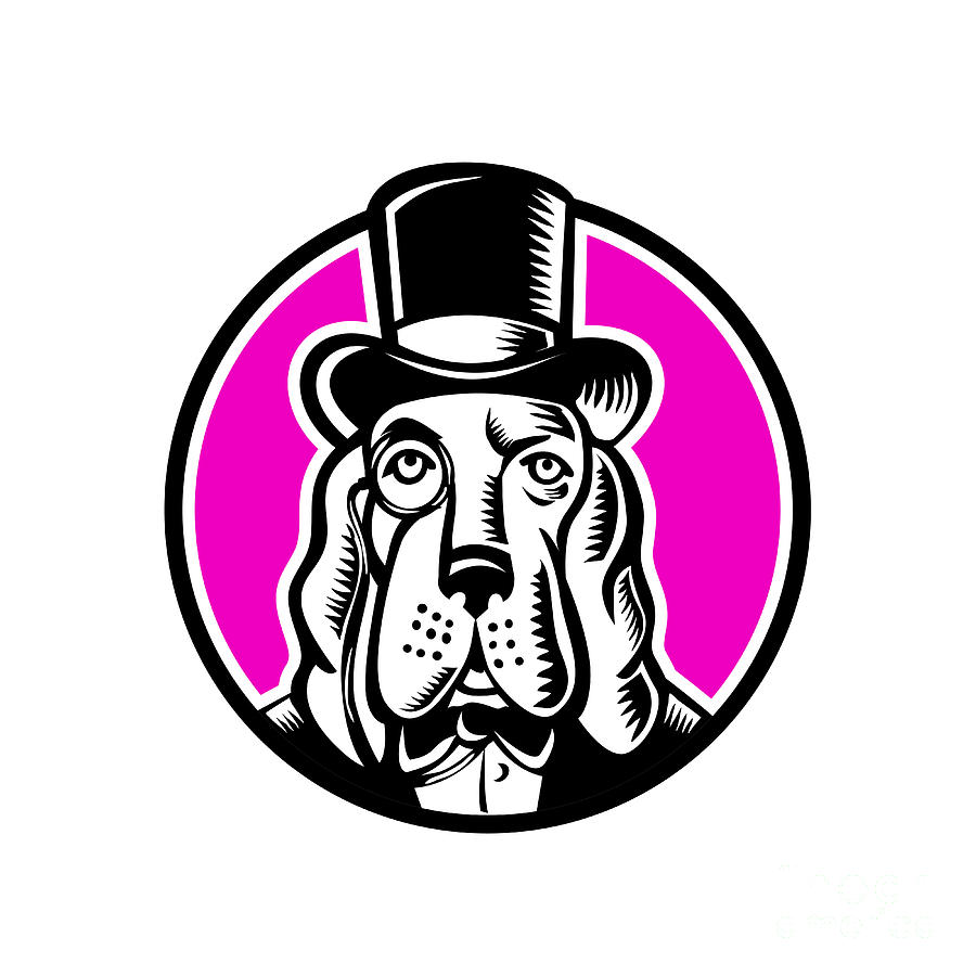 900x900 Basset Hound Monocle Top Hat Digital Art