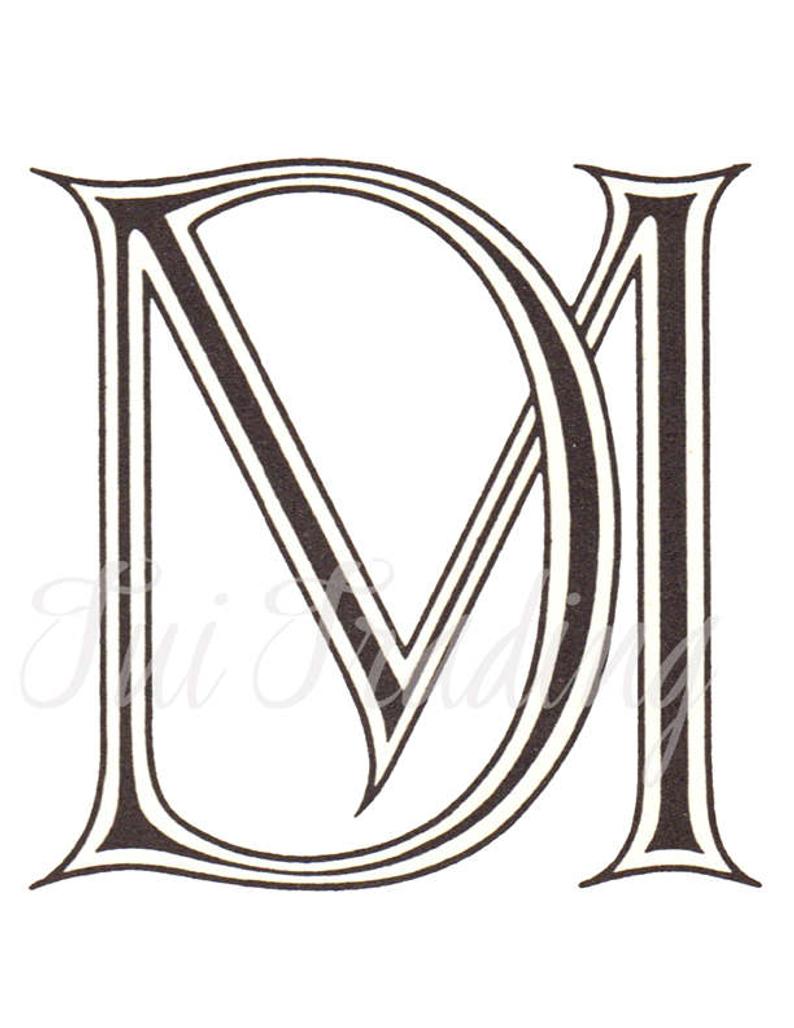 794x1028 monogram dm digital letters initials clipart antique etsy