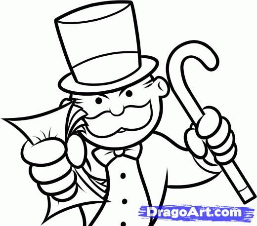 520x458 step how to draw monopoly, the monopoly guy