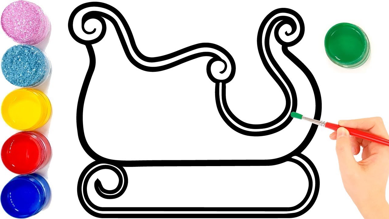 1280x720 Glitter Christmas Sleigh Ornaments Coloring And Drawing For Kids