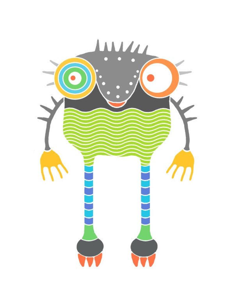 794x992 Green Monster Art Funny Print Wall Decor Surreal Animal Wall Etsy