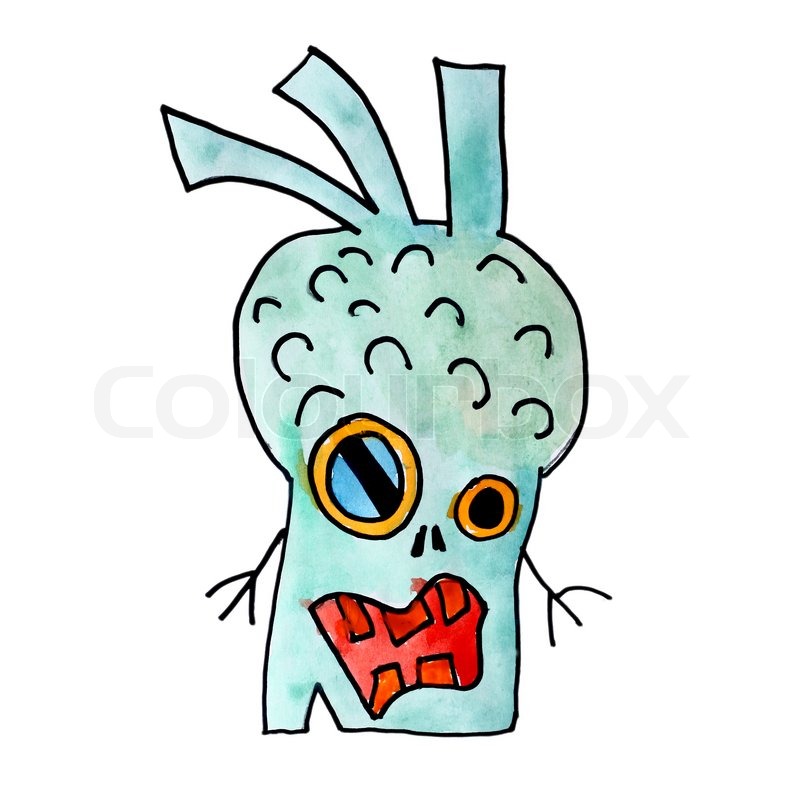 800x800 Monster Watercolor Evil Hero Hand Stock Photo Colourbox