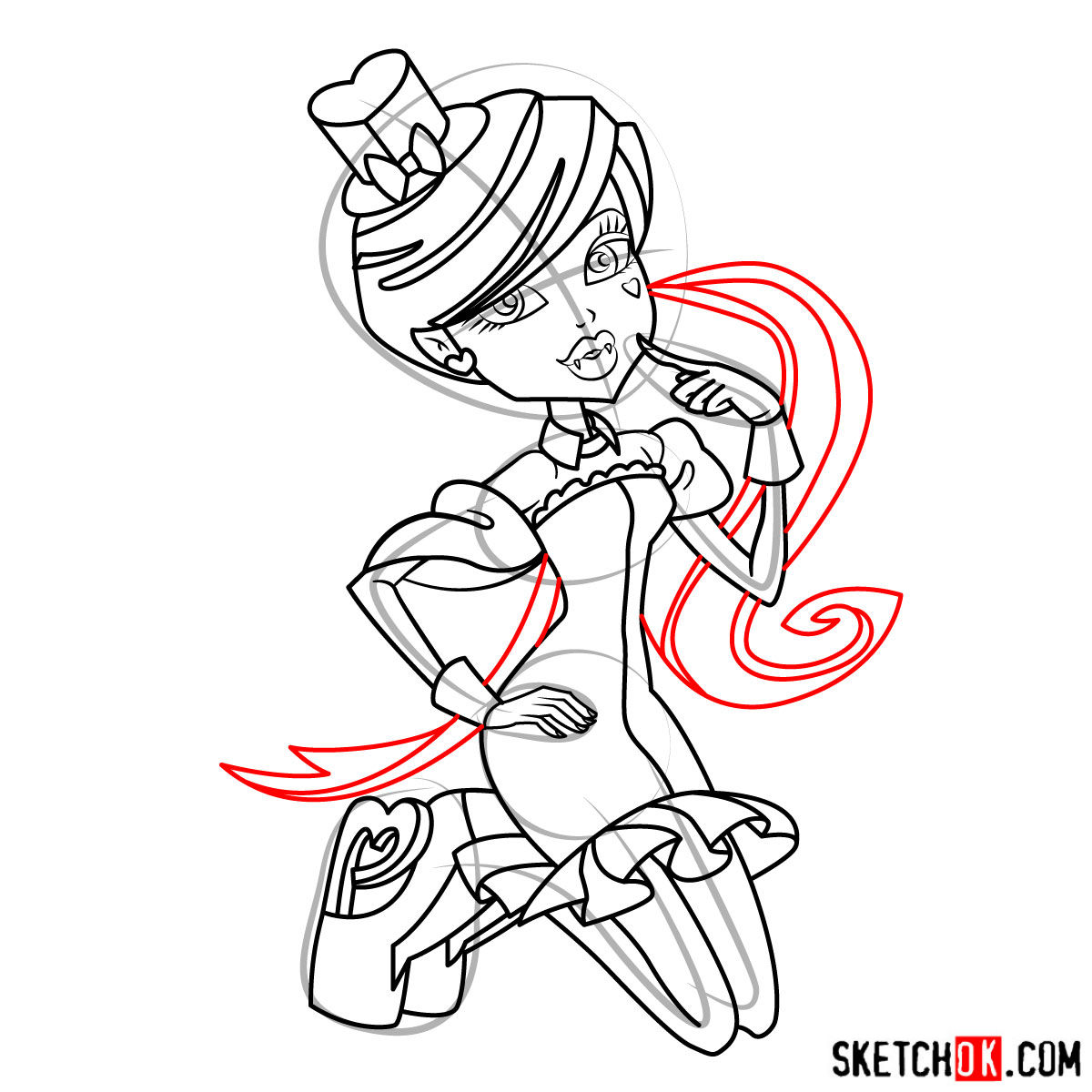 1200x1200 how to draw draculaura in a beautiful pink dress