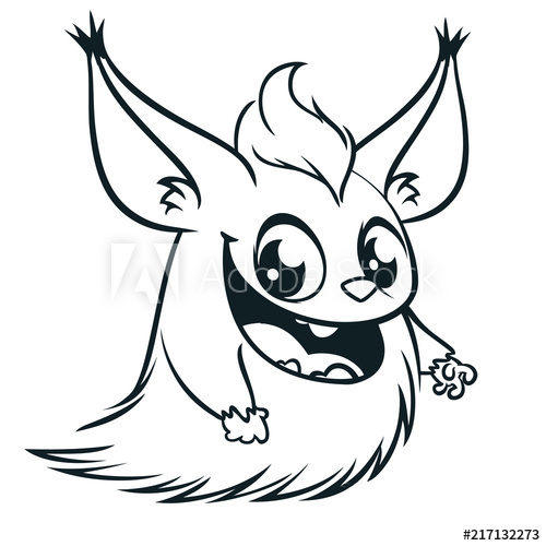 500x500 Funny Cartoon Flying Monster Vector Halloween Illustration
