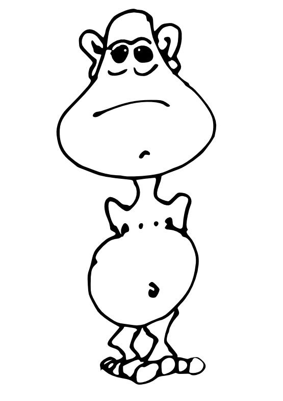 555x785 Clip Art Monster Black White Line Art