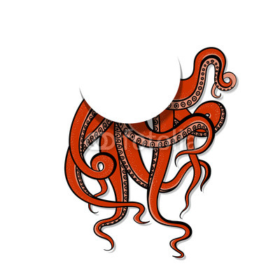 400x400 vector illustration art red tentacles of the monster octopus