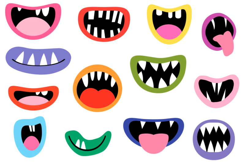 800x533 Funny Monster Mouths Clipart, Spooky Halloween Creature Teeth