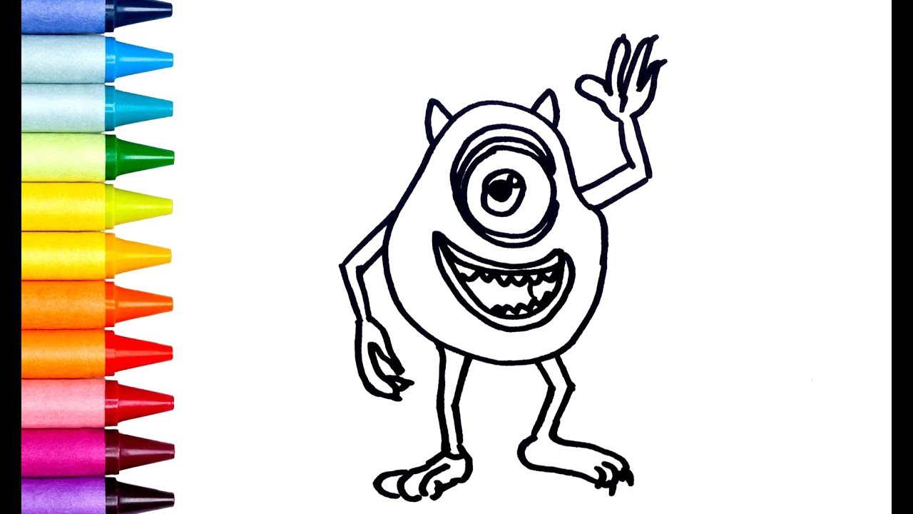 1280x720 How To Draw Mike Wazowski From Monsters, Inc With Crayons