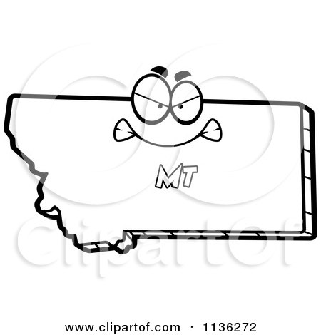 450x470 Cartoon Clipart Of An Outlined Mad Montana State Character