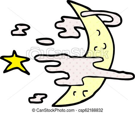 450x376 Cartoon Doodle Spooky Moon And Clouds